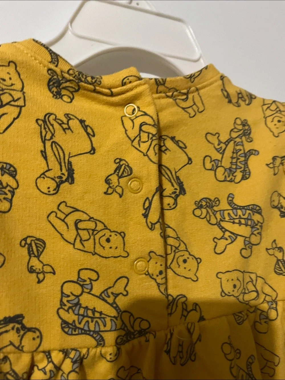 Disney Yellow Long Sleeve Dress with Winnie the Pooh Outline Print